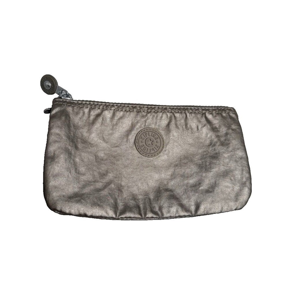 Kipling Women's Wristlet Zip Pouch Clutch Silver RFID Blocking Double Zip Purse